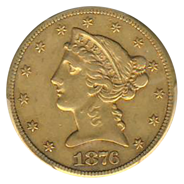 1876-CC $5 Liberty PCGS XF45 CAC