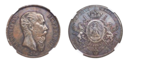 1 Peso Maximiliano I with Pattern Strike and Small Letters 