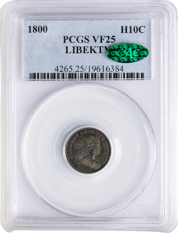 1800 Draped Bust Half Dime Liberty PCGS VF25 CAC