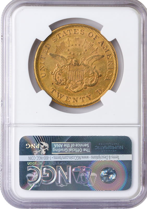 1856 $20 Liberty NGC AU55 CAC