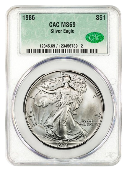 1986 1 oz Silver Eagle CACG MS69