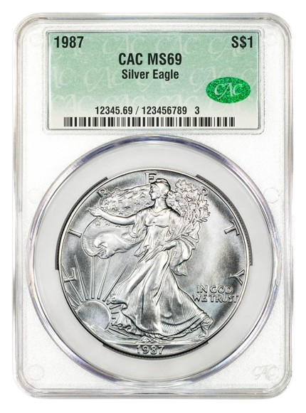 1987 1 oz Silver Eagle CACG MS69