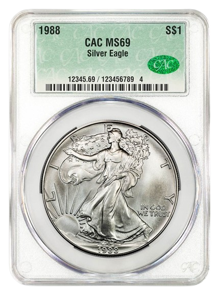 1988 1 oz Silver Eagle CACG MS69