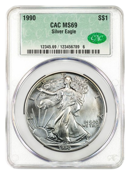 1990 1 oz Silver Eagle CACG MS69