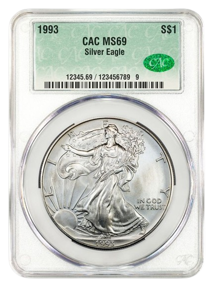 1993 1 oz Silver Eagle CACG MS69