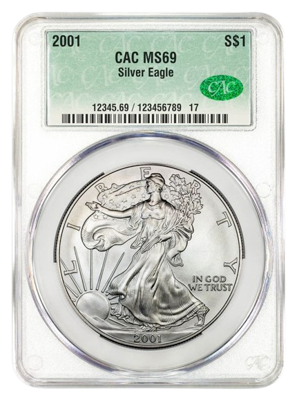 2001 1 oz Silver Eagle CACG MS69