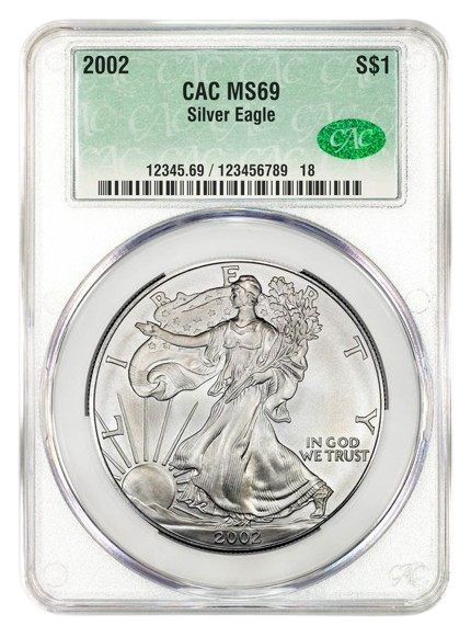 2002 1 oz Silver Eagle CACG MS69