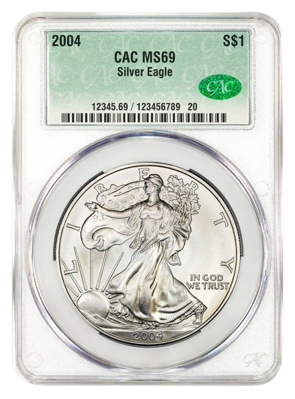 2004 1 oz Silver Eagle CACG MS69