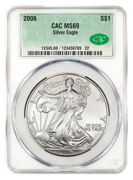 2006 1 oz Silver Eagle CACG MS69