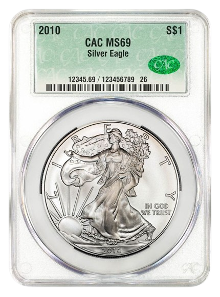 2010 1 oz Silver Eagle CACG MS69