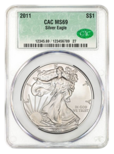 2011 1 oz Silver Eagle CACG MS69