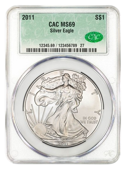 2011 1 oz Silver Eagle CACG MS69