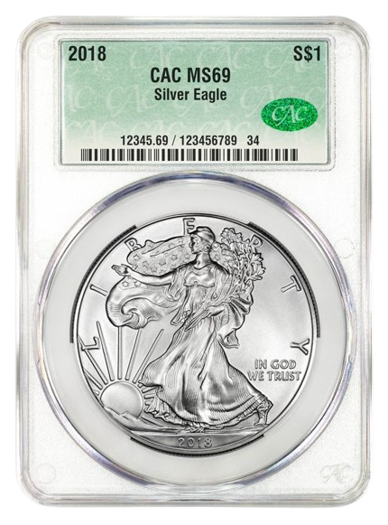 2018 1 oz Silver Eagle CACG MS69