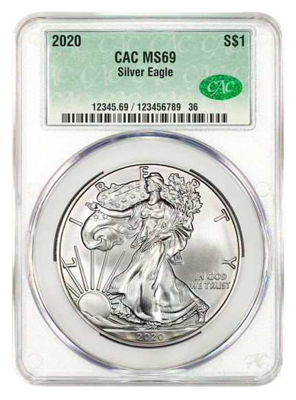 2020 1 oz Silver Eagle CACG MS69