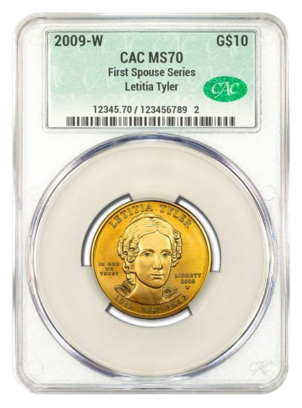 2009-W $10 Gold First Spouse CACG MS70 - Letitia Tyler