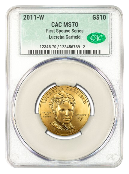 2011-W $10 Gold First Spouse CACG MS70 - Lucretia Garfield