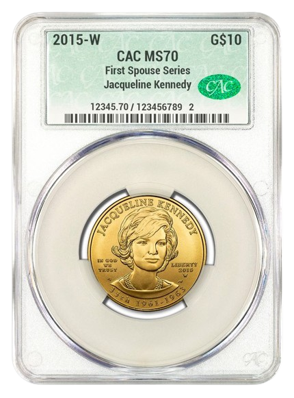 2015-W $10 Gold First Spouse CACG MS70 - Jacqueline Kennedy