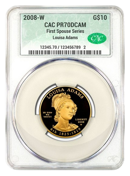 2008-W $10 Gold First Spouse CACG PR70DCAM - Louisa Adams