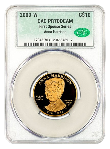 2009-W $10 Gold First Spouse CACG PR70DCAM - Anna Harrison