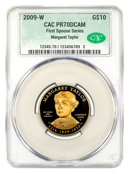 2009-W $10 Gold First Spouse CACG PR70DCAM - Margaret Taylor