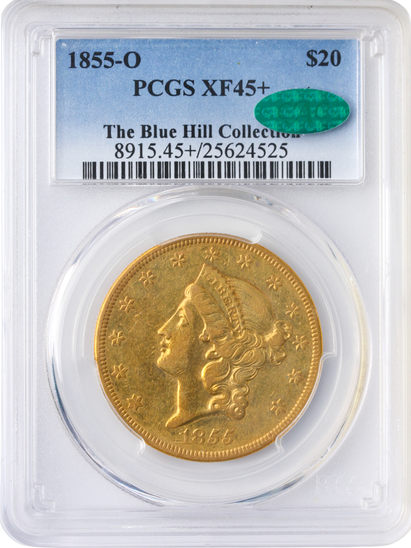 1855-O $20 Liberty PCGS XF45 CAC +