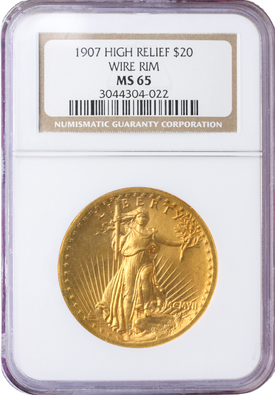 1907 $20 Saint Gaudens High Relief NGC MS65