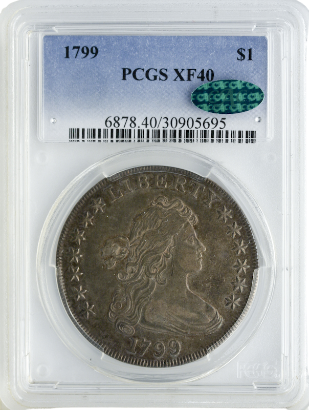 1799 $1 Draped Bust PCGS XF40 CAC