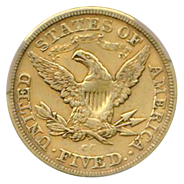 1872-CC $5 Liberty CACG AU50