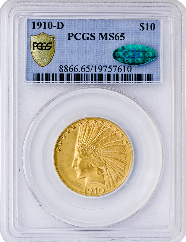 1910-D $10 Indian PCGS MS65 CAC