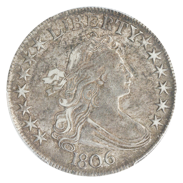 1806 Draped Bust Half Dollar Pointed 6 Stems PCGS AU53 CAC