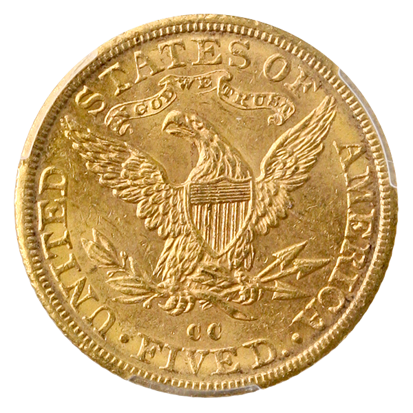 1892-CC $5 Liberty PCGS MS62 CAC