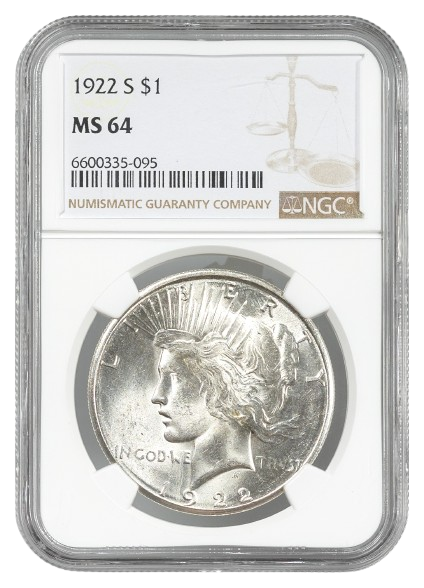 1922-S Peace $1 NGC MS64