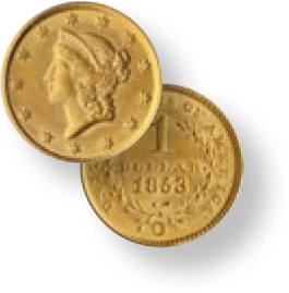 Liberty Gold Dollar Type I Gold Coin