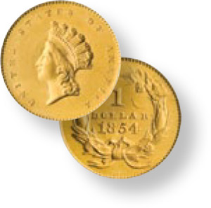 Indian Gold Dollar Type II Gold Coin