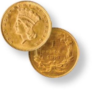 Indian Gold Dollar Type III Gold Coin