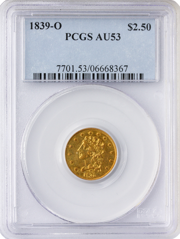 1839-O $2.50 Classic PCGS AU53