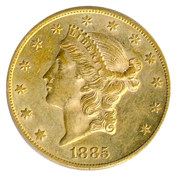 1885-CC $20 Liberty PCGS AU55 CAC