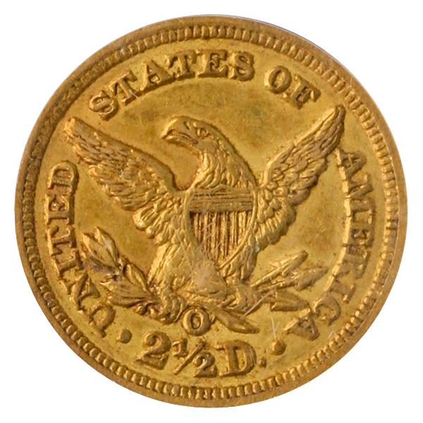 1852-O $2.50 Liberty PCGS AU55 CAC