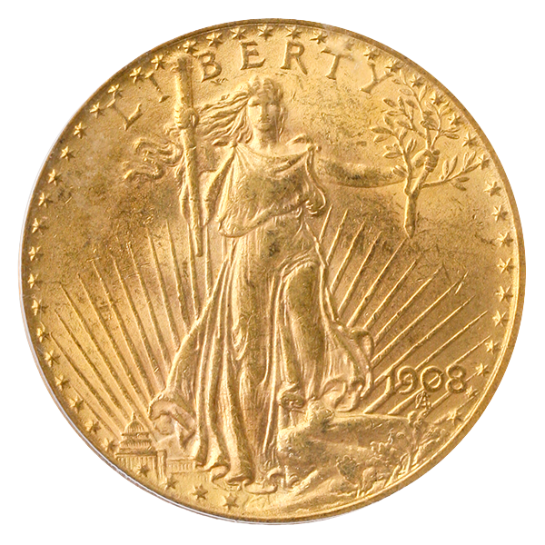 1908 $20 Saint Gaudens W/M PCGS MS63