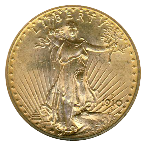 1910-D $20 Saint Gaudens NGC MS63