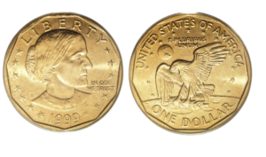 1999-P Susan B. Anthony Dollar Struck on a Sacagawea Planchet