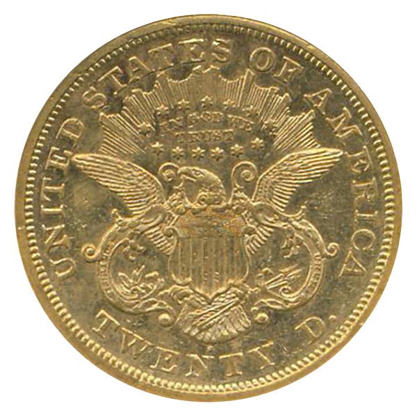 1872-S $20 Libery NGC AU58