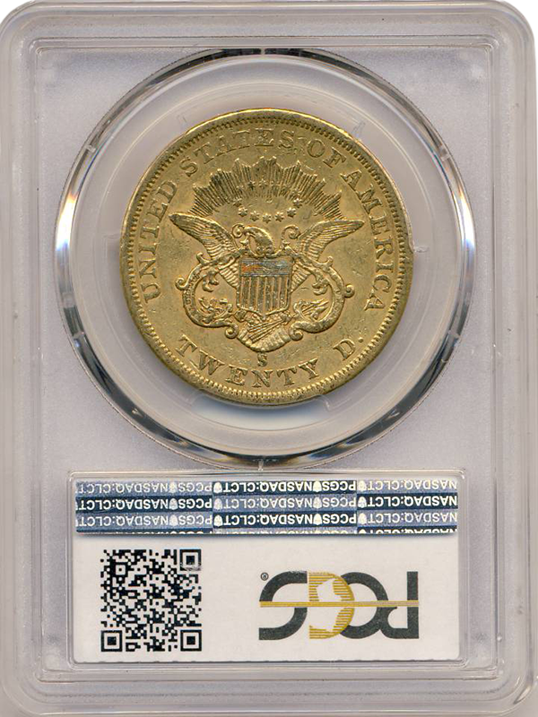 1862-S $20 Liberty PCGS AU50 CAC