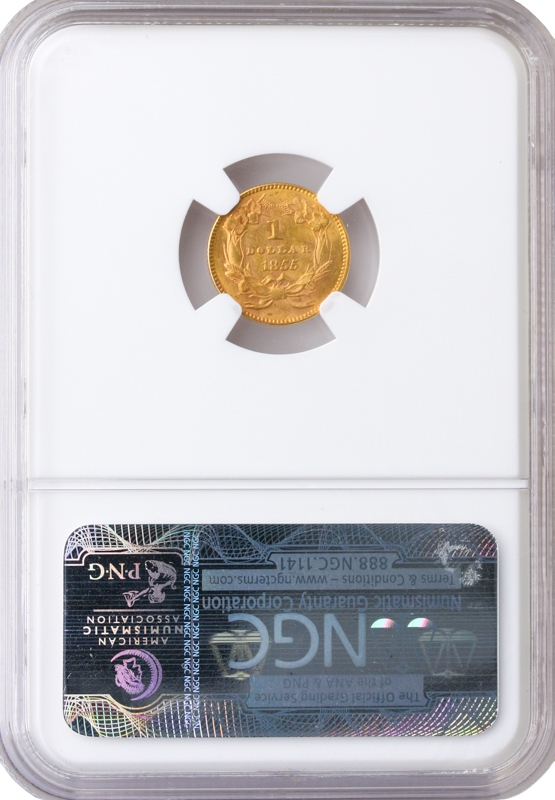 1855 Gold $1 Type II NGC MS63 CAC