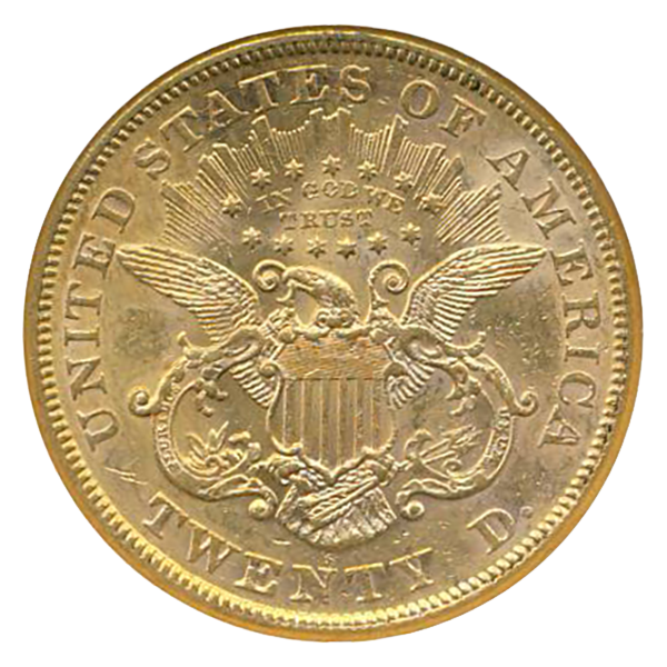 1871-S $20 Liberty NGC AU58