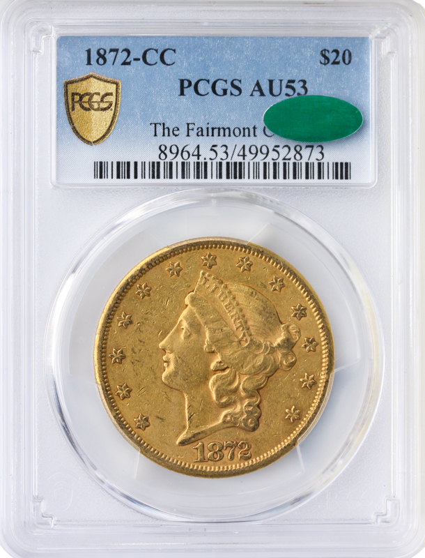 1872-CC $20 Liberty PCGS AU53 CAC