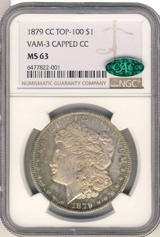 1879-CC Morgan $1 TOP-100 VAM3 CAPPED CC NGC MS63 CAC