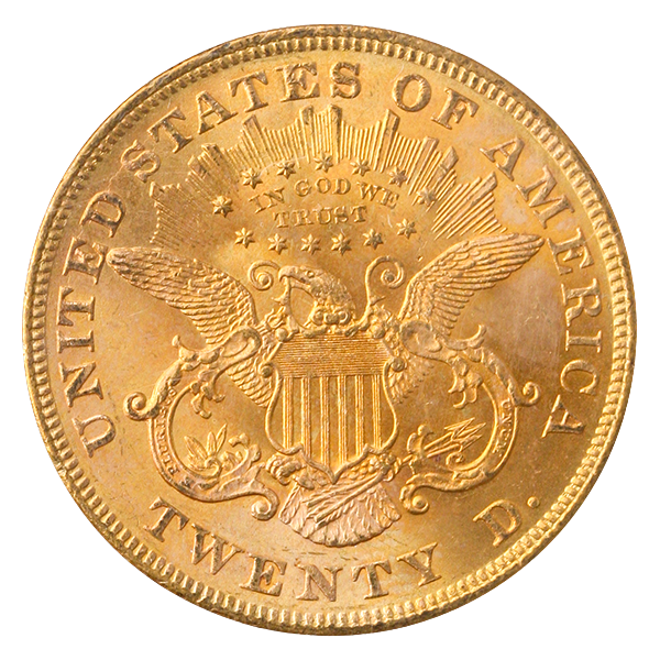 1873 $20 Liberty Open 3 PCGS MS63