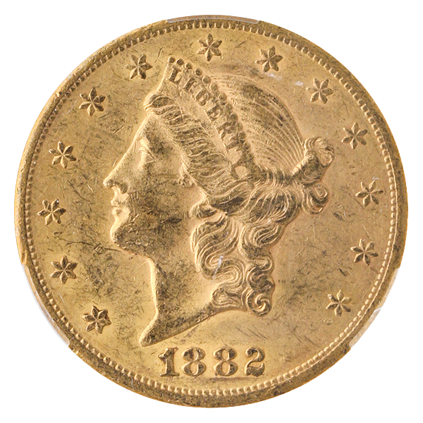 1882-CC $20 Liberty CACG AU55