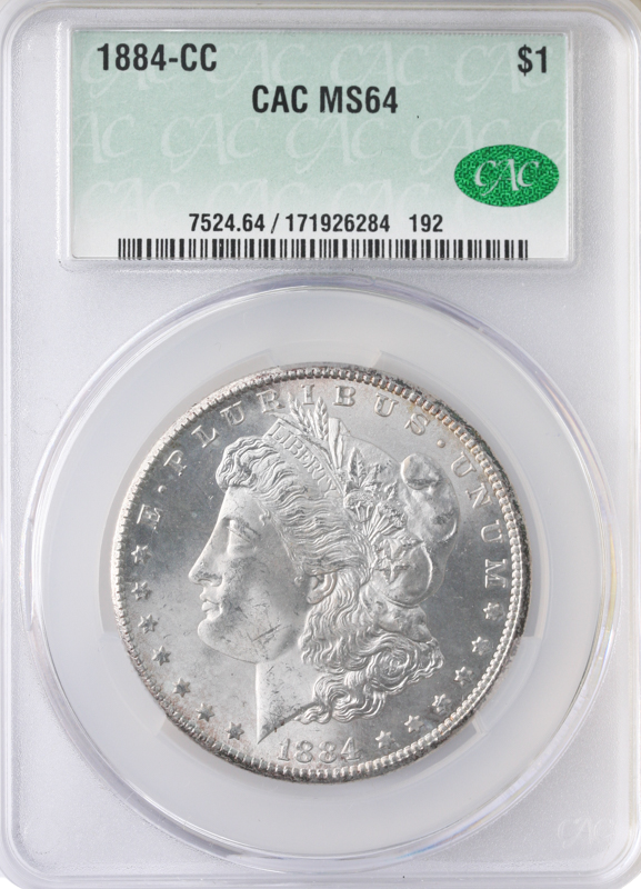 1884-CC Morgan $1 CACG MS64 CAC